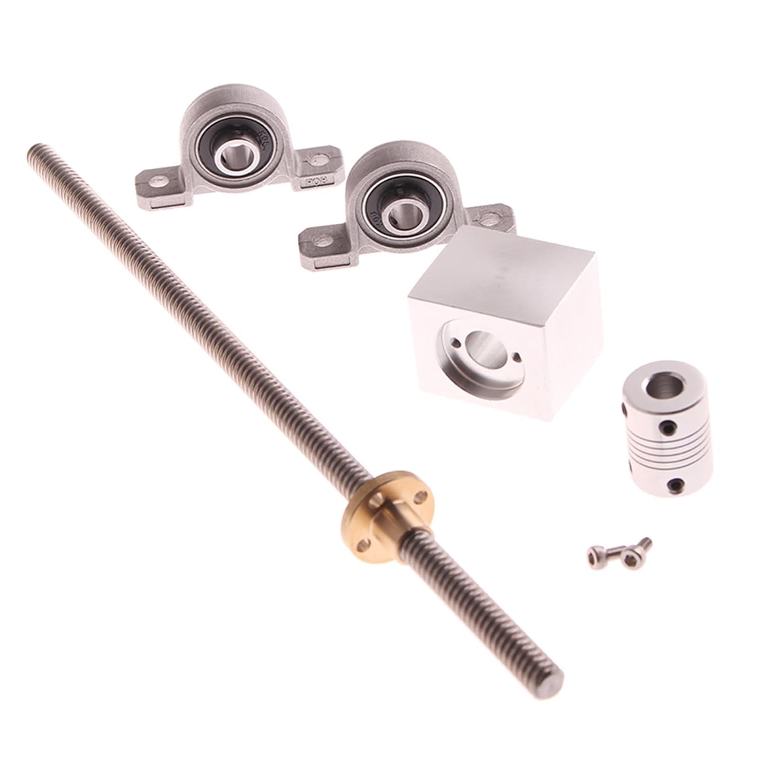 T10 Trapezoidal Lead Screw Rod 304 Stainless Steel With Brass Nut - 10mm Diameter, 2mm Pitch, Various Leads