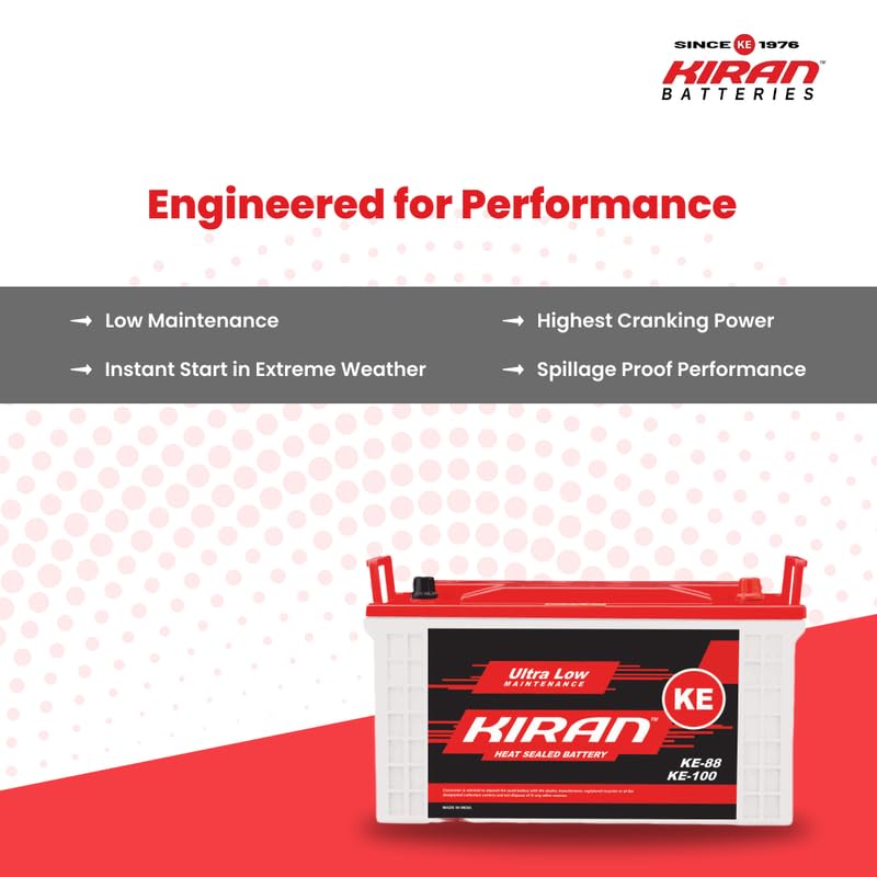 Image of KIRAN BATTERIES Commercial Battery | Advance Battery for Home, Office, Shop & Industrial Use | Long Backup & Low Maintenance High Performance | Leak Resistant | 60 Months Warranty (12V 90Ah)