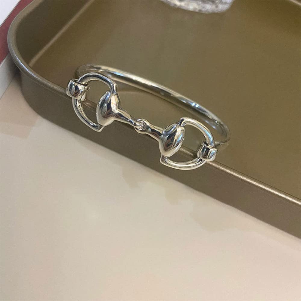 Pulsera, Pulseras de decoración de moda Pulsera de plata de ley 925 for mujer, Brazalete de plata de ley 925 Moda Hueco Herradura Gancho Hebilla Brazalete Brazalete Ajustable Abierto Amuleto Pulsera E