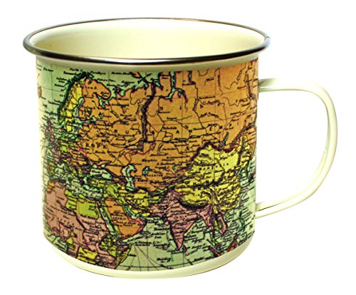 Taza esmaltada con diseño de mapa multicolor miniatura 1