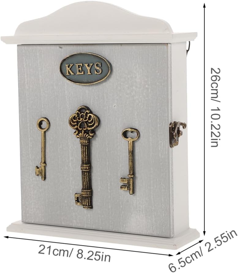 Luxshiny Wooden Key Holder Box Rustic Wall-Mounted Key Storage Organizer for Entryway and Office Creative House-Shaped Design Hooks for Living Room and Bedroom