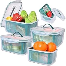 طقم علب ثلاجة 5×1 – بتصميم عملي ومصفاة داخلية لتخزين أكثر ذكاءً مثالية لتخزين الخضروات والفواكه بكل نظافة وانتعاش k