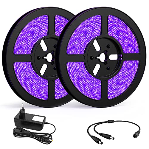 Onforu 20 M Tira de Luz UV, 12 V Adaptador Incluido, Luz Negra con 1200 LEDs 2835, Luz Ultravioleta Decoración Interior para Pinta Fluorescente Bar Club DJ Discoteca Fiesta Pintura Corporal Acuario