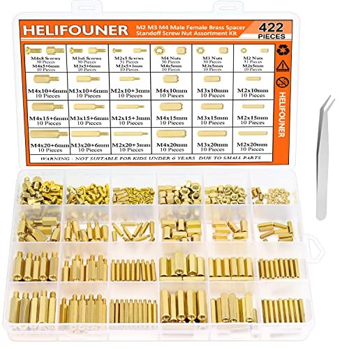 Entretoises hexagonales en laiton M2 M3 M4 HELIFOUNER : lot de 422 vis et écrous pour carte PCB