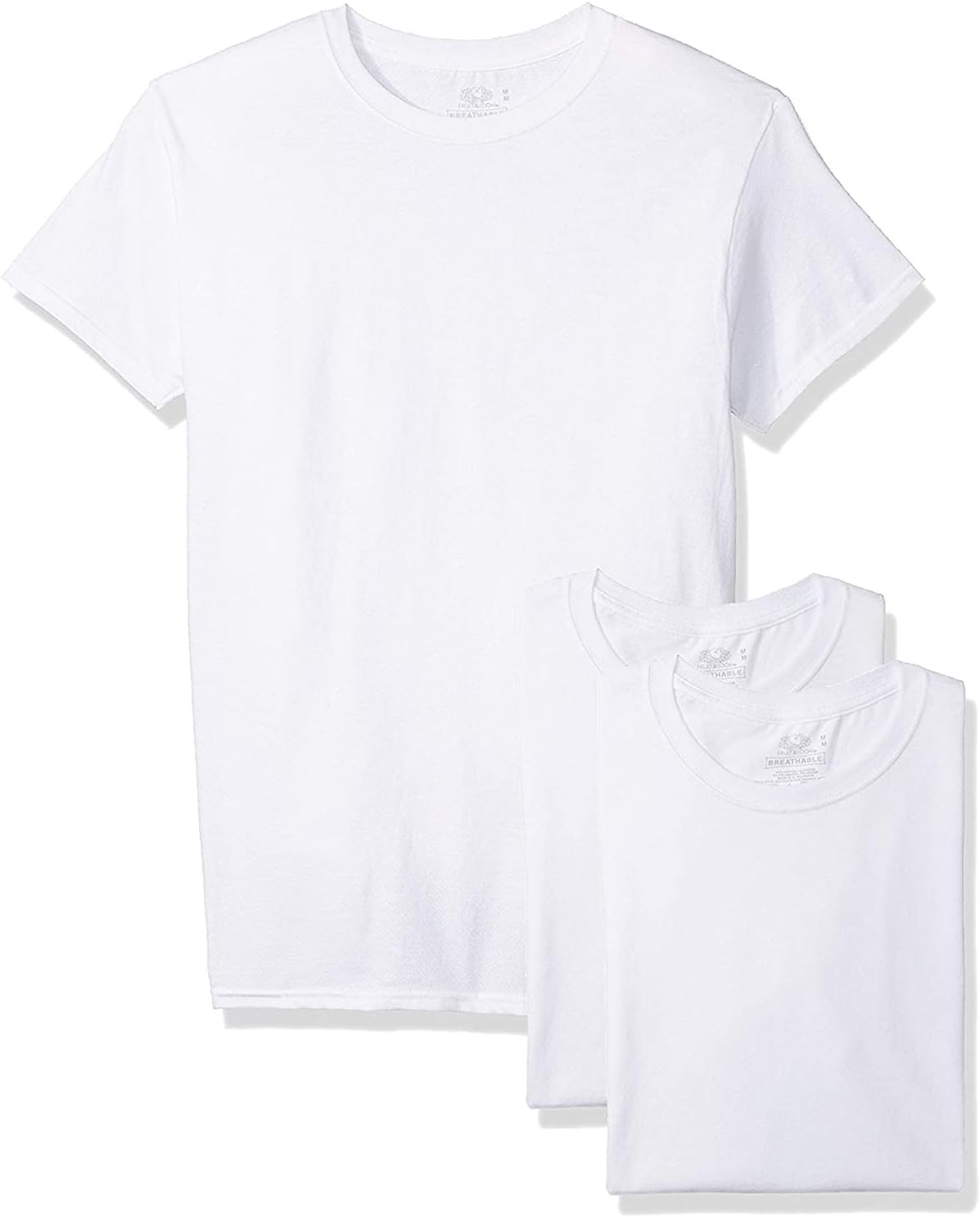 Fruit of the Loom mens Pack Breathable Crew undershirts, White Ice - 5 Pack, Medium US
