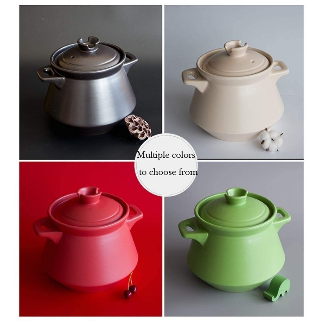 Cacerola de cerámica - Cacerola de Fuego para Sopa de Hierro Fundido para el hogar, Olla de cerámica para Sopa, Olla de Piedra para Sopa de Alta Temperatura (Rosso 5L)