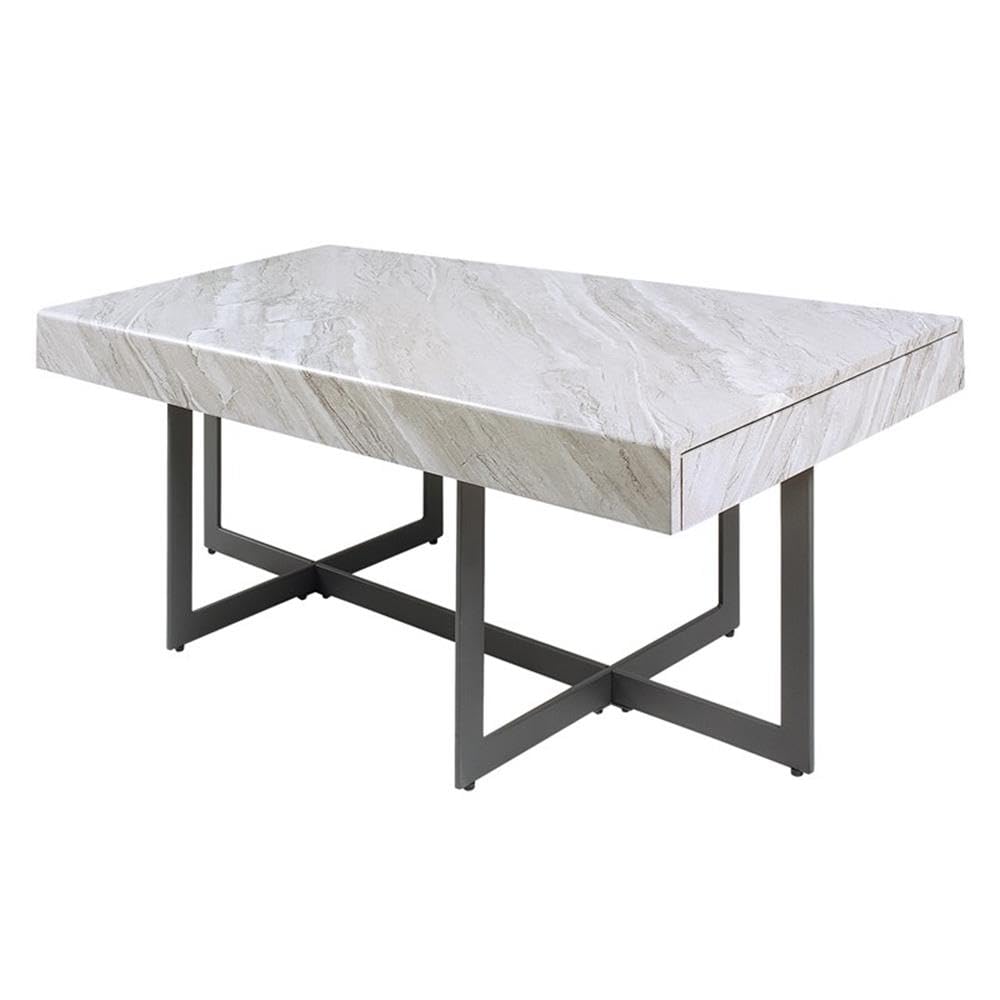 Furniture of America Vasket Contemporary Metal 2-Drawer Coffee Table in Gray