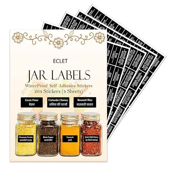 Autocollants pots épices Eclet vinyle brillant pour organiser la table