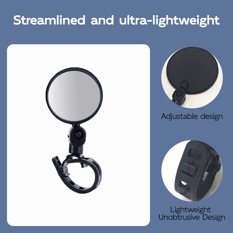 Set Di 2 Specchietti Retrovisori Per Bicicletta HD, Rotabili A 360° E Piegabili – Universali Per Manubri Da 20 A 38 Mm – Specchietti Per Mountain Bike, Biciclette Elettriche E Bici Da Strada