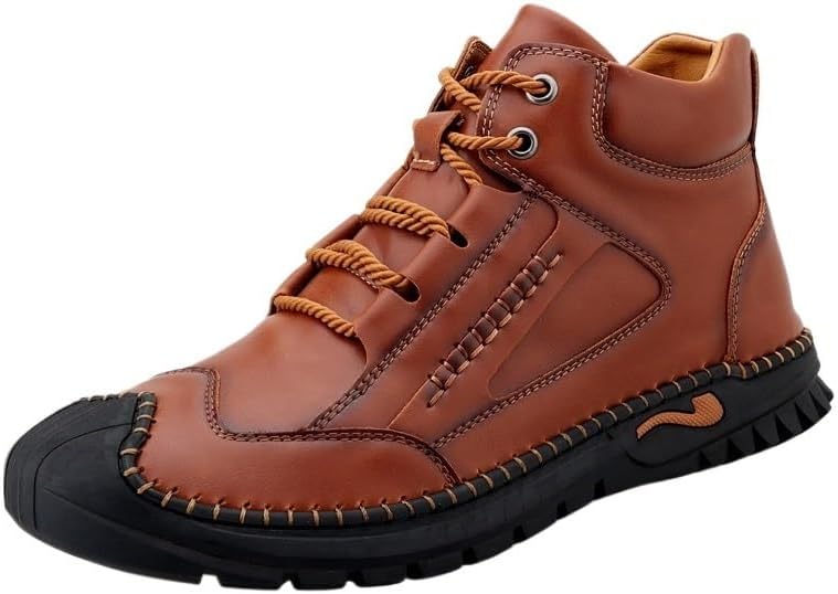 Shoes Men's Fashionable High-top Lace-up Ankle Boots Retro Round-toe Soft-soled Oxford Shoes for Travel Mountaineering Men Versatile Casual Shoes