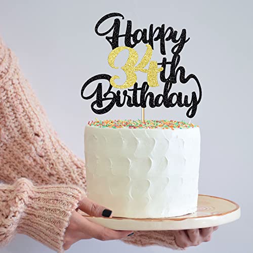 Image of 34th Happy birthday cake topper party decoration gift plugin | Cheers to 34 Years,34 & Fabulous /Hello 34th Legend since Awesome since1992 Straight Outta Party Decoration Gift Plugin