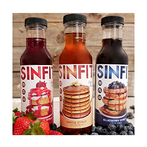 SinFit (Sinister Labs) Syrup, Strawberry, Sugar Free, Zero Calories, Fat Free, Gluten Free (12 fl oz - 3 Pack - packaging may vary)