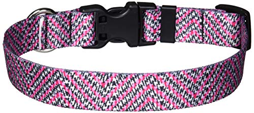 Image of Yellow Dog Design Easy-Snap Pet Collar, Pink Tweed, Medium 14 inch - 20 inch (1 inch Wide)