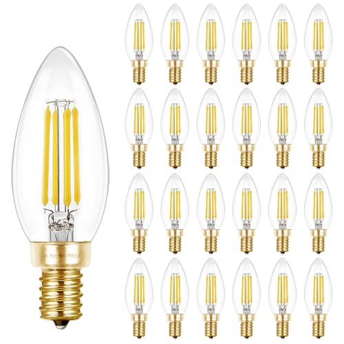 Hizashi E12 Candelabra LED Light Bulbs 40 Watt Chandelier Light Bulbs Dimmable 5000K Daylight, B10 LED Candelabra Bulbs, 90+CRI, 4W, 450LM, Candle Bul