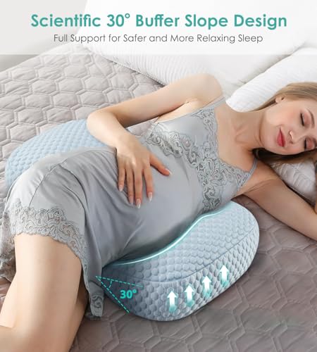 Image of Memory Foam Maternity Pillow for Sleeping, Pregnancy Pillows Support for Back Belly HIPS, Adjustable Travel Wedge Pillow for Pregnant Women, Side Spleeping Pregnant Pillows with Pillowcase
