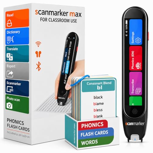 Image of Scanmarker Max Reading Pen + Phonics Cards Bundle | Designed for Classroom Support with Phonics Assistance, Lock Function and Assistive Web App