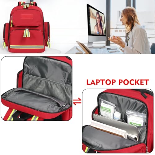 Image of Gatycallaty First Aid Backpack - Multi Pocket Emergency Medical Bag for Camping, Trip, Go Bag, Sports Medicine, Trauma (Red)