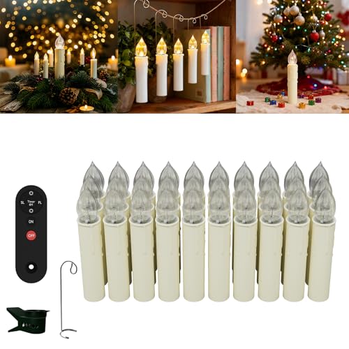 Froadp LED Kerzen 30 Stück Christbaumkerzen Kabellos mit...