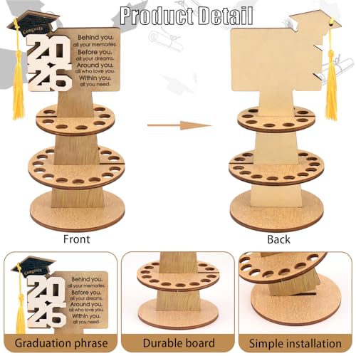 Image of Suyeah 2026 Graduation Gift Money Holder, Unique Greeting Cards Cash Holder Cash Gift, Double-Layer Money Cake with 25 Holes for Cash Congrats Graduation Party Supplies