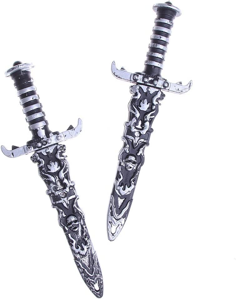 Acewen 2 Pcs Halloween Plastic Swords Toy Halloween COS Plastic Toy Pirate Sword Swords Party Props Pirate Knife Toy for Pirate Cosplay Supplies Halloween Party Favors