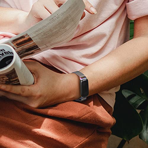 image for Vanjua for Fitbit Inspire 3 Bands Women Men, Stainless Steel Metal Mes