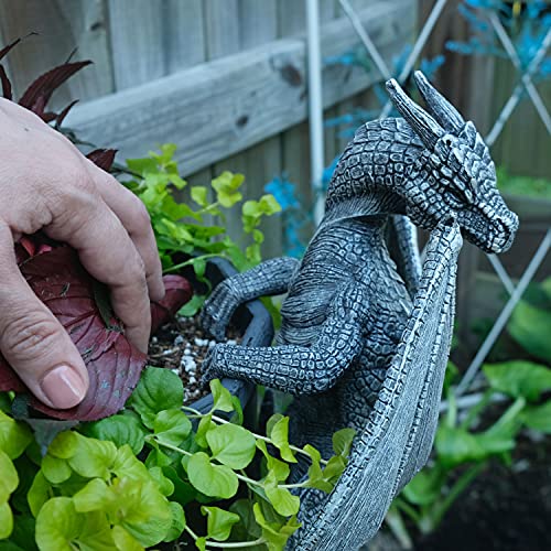 Bella Haus Design Dragon Winged Gargoyle Fence Hanger – Outdoor Wall Decor- Detailed Fence Topper Hanging Statue- Gothic Climbing Grotesque Dragon For Fence, Garden Patio, Porch (14 Inch) #TOP3