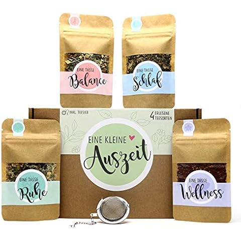 Eine kleine Auszeit Tee Geschenk-Box mit 4 verschiedene Sorten Tee und Tee-Ei Geschenke für Frauen zum Muttertag Weihnachten Cover