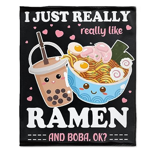 Prabhutaratna I just Really Like Ramen ok Blanket Soft Cozy Throw Blankets Flannel Blankets for Couch Bed Living Room 60