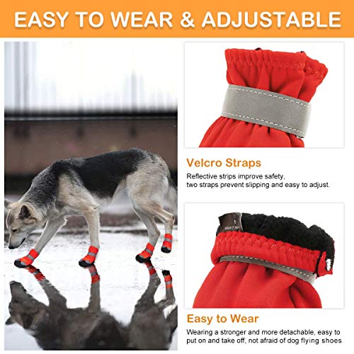 Sapatos para cães grandes e médios botas para cães com forro quente com alças ajustáveis e sola anti