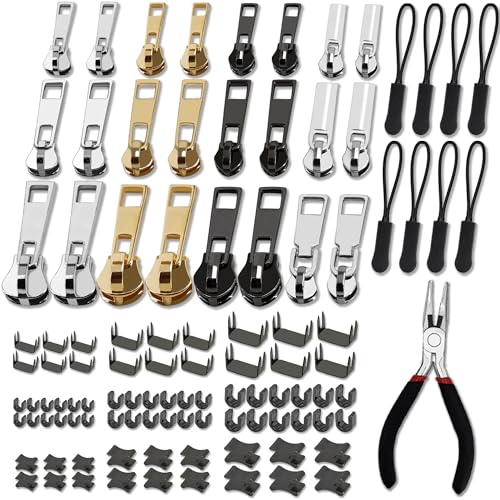 105 Pieces Zipper Repair Kit #3#5#8, Zipper Replacement with Install Plier for Repairing Coats,...