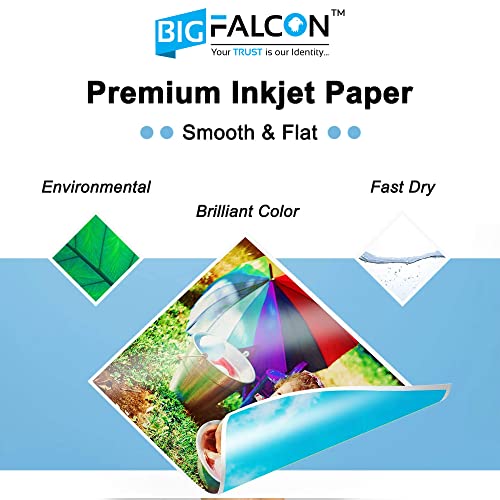 Image of BIGFALCON Professional A4 (8.5x11 inch) 220 GSM Double Sided Glossy Inkjet Photo Paper Premium Dual Sided Printing for Stunning Photos (Pack of 5-100 Sheets)