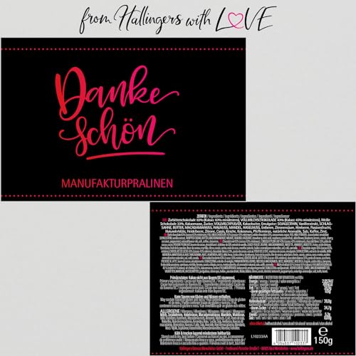 Hallingers Genuss Manufaktur Hallingers Genuss Manufaktur Pralinen Geschenk Danke – ohne Alkohol, handgemacht aus Premium Edelkakao, edle Geschenkdose "Dankeschön", feine Confiserie-Qualität, Geschenkidee für Frauen, zum Bedanken - Designansicht 6 | Belgische Pralinen