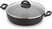 Multiflon Churrasqueira 28 Centímetros com Tampa de Vidro Aluminio Antiaderente Linha Versátil Resistente Durável e Saudável