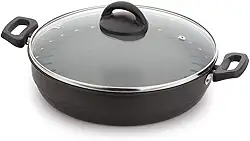 Multiflon Churrasqueira 28 Centímetros com Tampa de Vidro Aluminio Antiaderente Linha Versátil Resistente Durável e Saudável