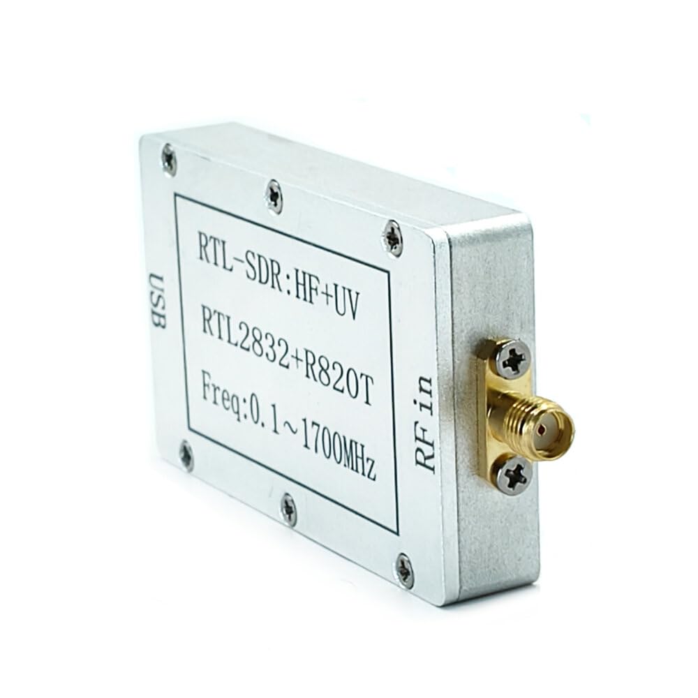 VIDOO Receptor RTL-SDR Banda Completa 100kHz-1.7GHz Radio Definida por Software Aviación Onda Corta Carcasa Aluminio CNC