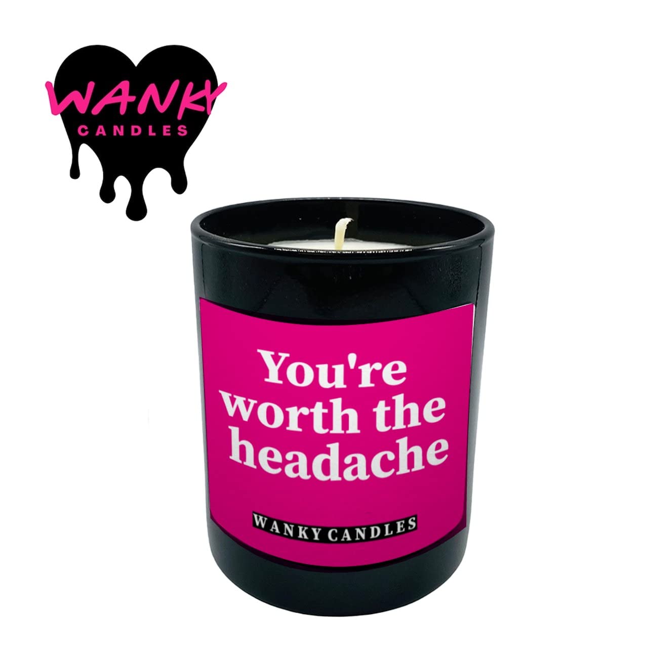 Wanky Candle Black Jar Valentine's Candle, Anniversary Candle, Candle for her You're Worth The Headache Valentines, Love - Image 3