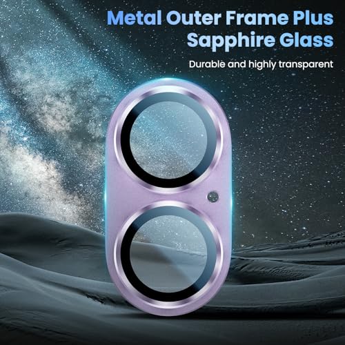 Image of Uyiton Compatible with iPhone 17 Camera Lens Protector - [Not Easy to Break][Strong Adsorption][Case-Friendly] Metal Tempered Glass Rear Camera Screen Cover - Lavender