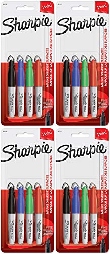 Sharpie Mini Permanent Markers, Fine Point, Assorted Colors, 4 Count - 35113PP Pack of 4