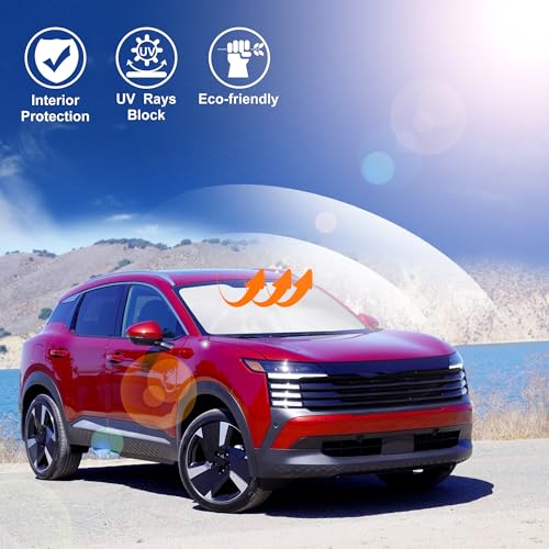 Image of Windshield Sun Shade Custom Fit for 2025 2026 Nissan Kicks Accessories Foldable Sunshade Sun Blocker Protect Car from Sun Rays & Heat Damage Keep Car Cooler