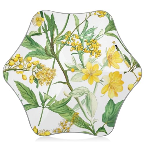 Sombrillas de verano de belleza con flores amarillas para lluvia, lluvia, sol y viento, paraguas con tira reflectante, paraguas para niños y niñas