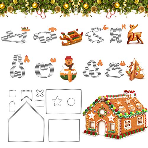 Vordas 18 Piezas Moldes Galletas Navidad 3d, Acero Inoxidable Galletas Cortador para Hacer Galletas Glaseado Azúcar y Decoración de Pasteles