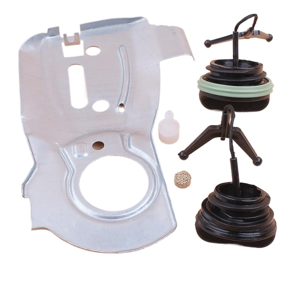 Kit de tapa de aceite de combustible con respiradero de ventilación de tanque de placa de bomba de aceite Compatible con modelos de motosierra 340 345 350 2150 2145 2141