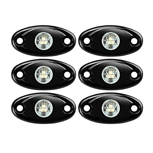 6 Pods LED Rock Lights, Ampper Waterproof LED Neon Underglow Light for Car Truck ATV UTV SUV Offroad Boat Underbody Glow Trail Rig Lamp (White)