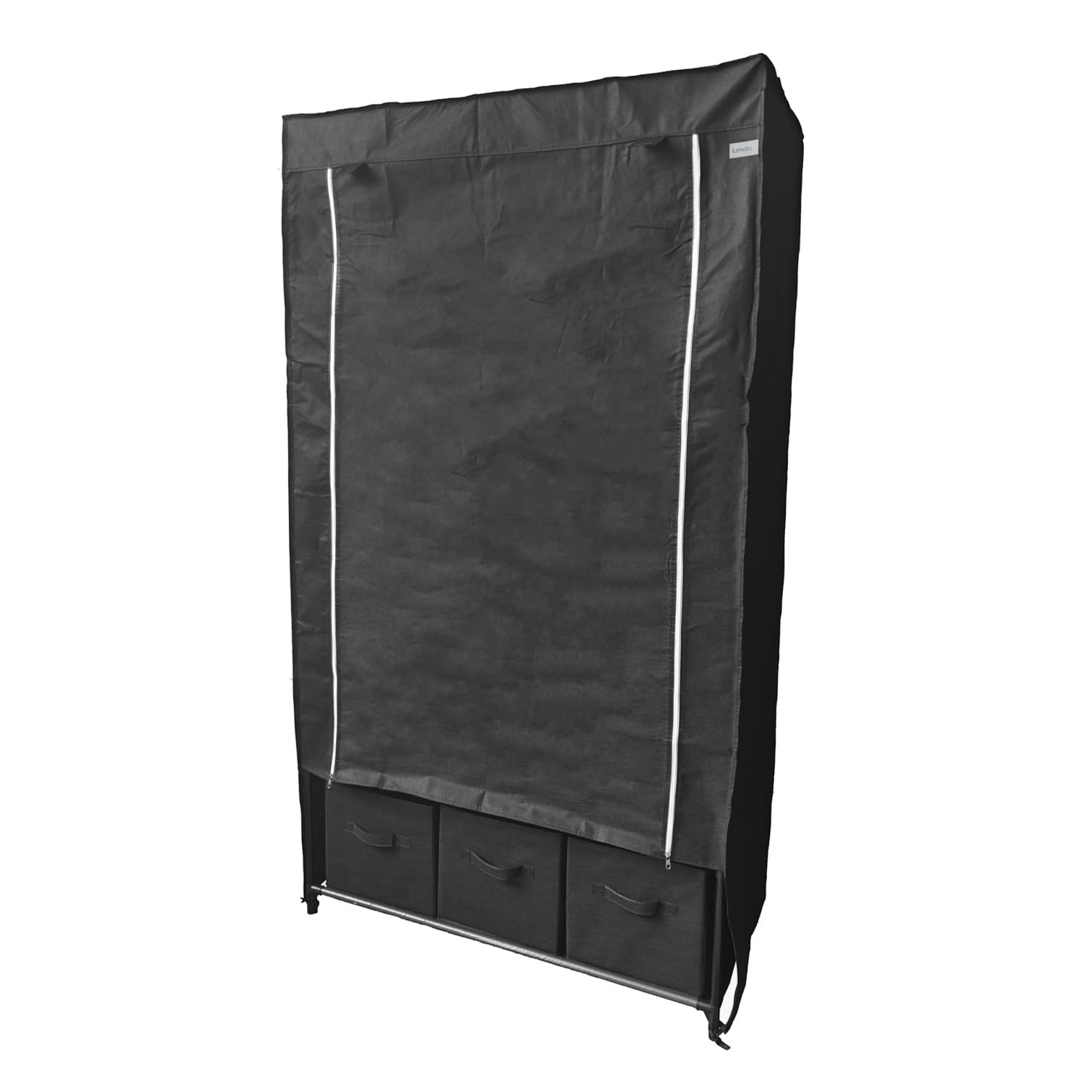 Armoire de Rangement Penderie Tissu Armoire Chambre Portable pour Chambre D'adulte - Barre de Suspension, étagère pour Sacs, Jouets, Chaussures, Salon - Noir/Gris (Noir, 90x47x163cm)