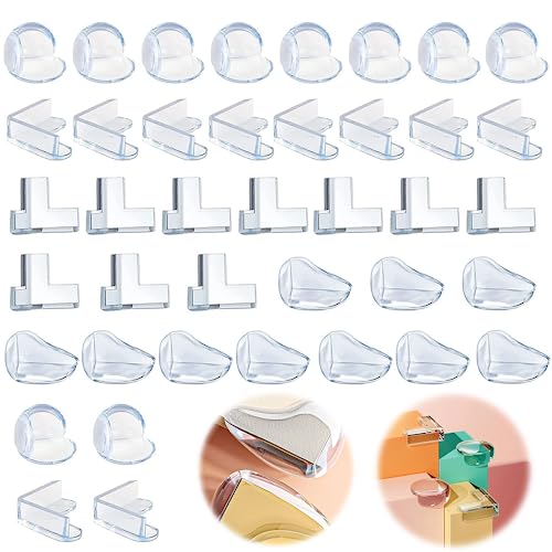 40 Stück Eckenschutz Baby, Eckenschutz Kantenschutz Selbstklebend, 4 Formen Eckenschutz Transparent für Alle Möbel Babys vor Schaden zu Schützen