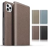 TENSIK iPhone 15 pro max 用の ケース 手帳型 アイフォン 15 Pro Max 用の ケース 高級牛本革 アイフォン 15 プロマックス 用の スマホケース マグネット式 携帯カバー 財布型レザー 手帳型カバー本革 スタンド機能 ストラップ付き カードポケッ トギフトボックス付き ブラウン×グレー