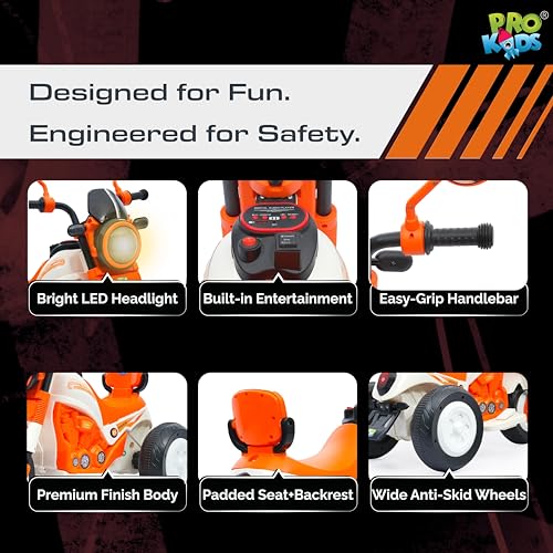 Image of PRO KIDS S500 Rechargeable Electric Kids Bike with Bluetooth, USB, AUX, Music & LED | Ride-On Bike for Boys & Girls (1.5-4 Years) | 6V Battery Powered | Foot Accelerator