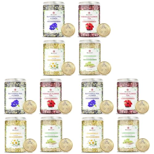 Image of BRALCON Hibiscus Flower Tea + Butterfly Blue Pea Flower + Lemongrass + Chamomile Tea - 50g Each Pack (Pack of 3)