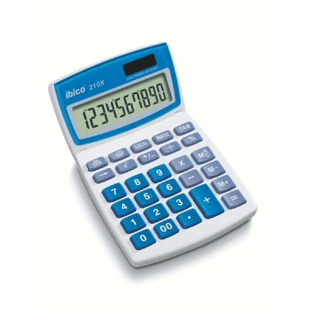 Rexel Ibico 210X Desktop Calculator LCD Display (White/Blue)