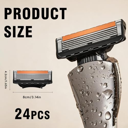 Nassrasierer Herren Rasierklingen, 24 Stück Rasierklingen für Fusion 5, Kompatibel mit ProGlide, 5-fach Klingen für präzise Rasur, Ersatzklingen für Männer